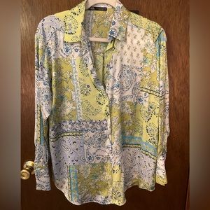 Zara lime green print blouse